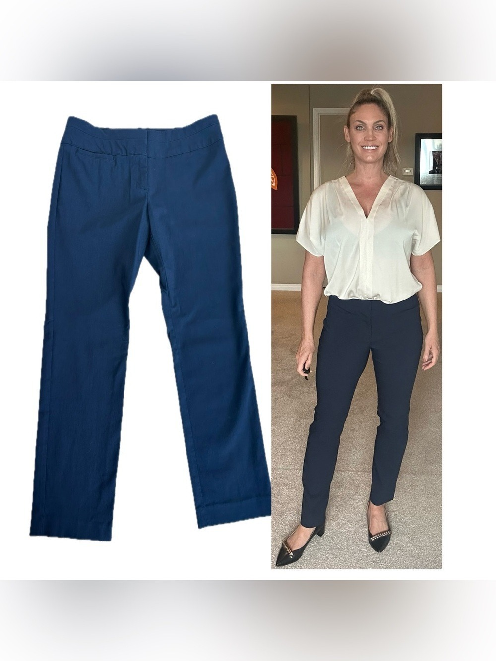 Cleo Petites Navy blue Straight-Leg Women's Pants Sz 8